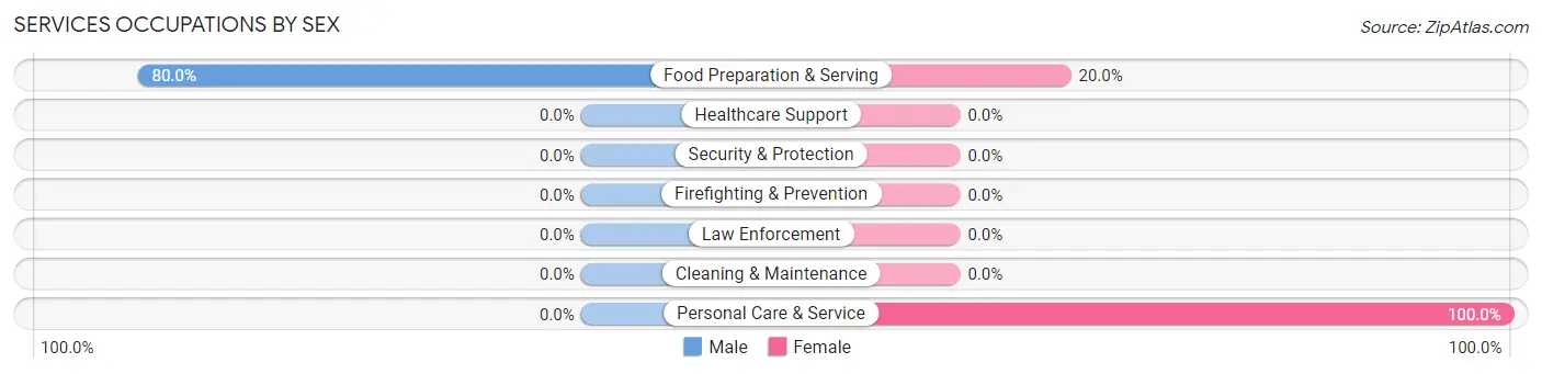 Services Occupations by Sex in Huslia