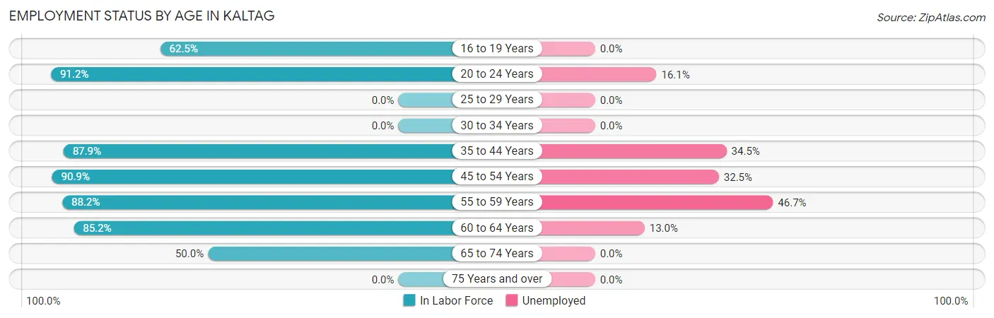 Employment Status by Age in Kaltag