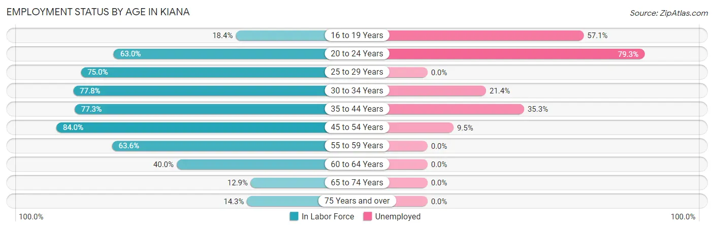 Employment Status by Age in Kiana