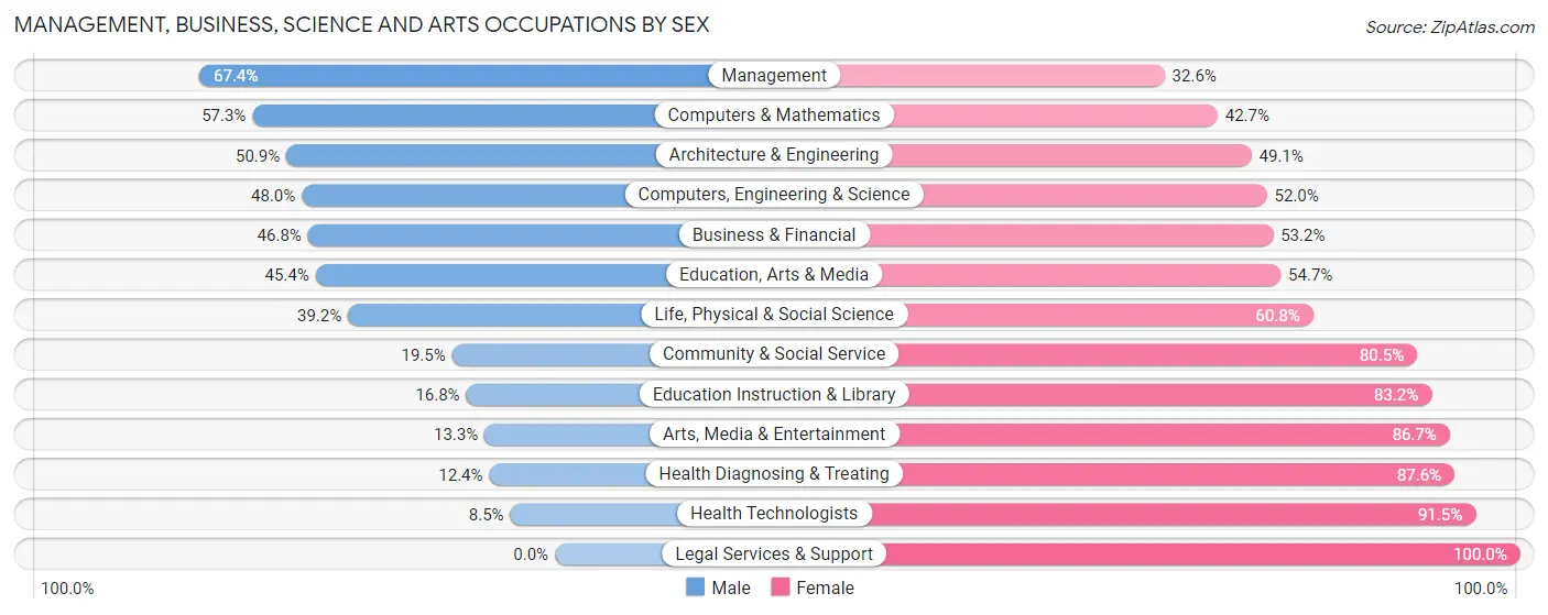 Management, Business, Science and Arts Occupations by Sex in Knik Fairview