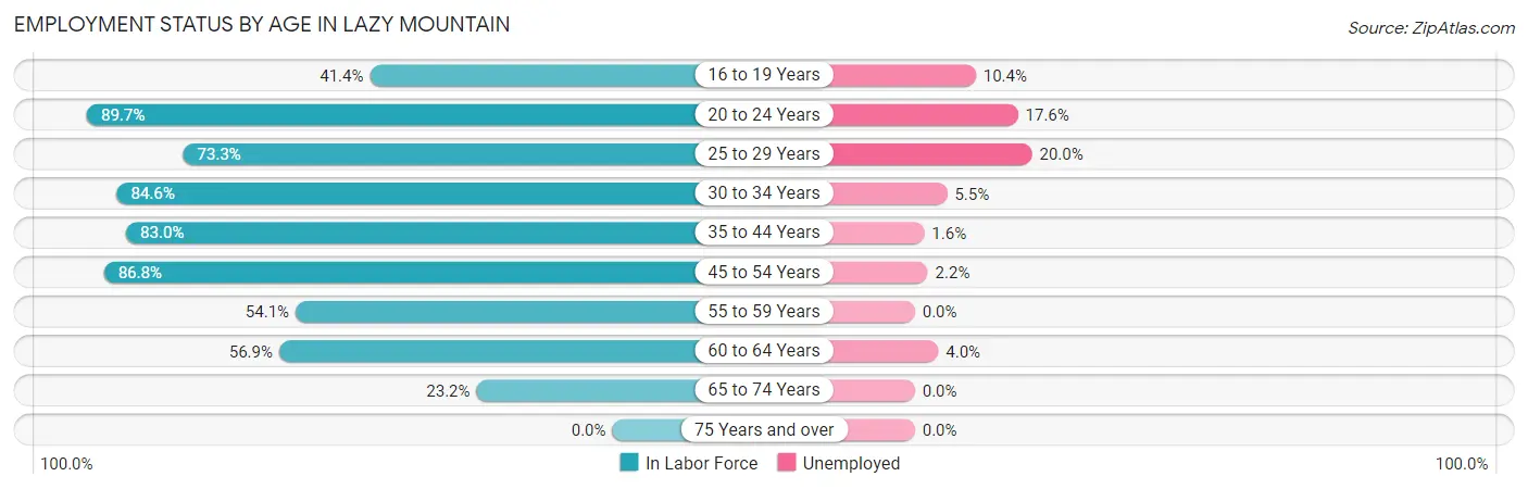 Employment Status by Age in Lazy Mountain