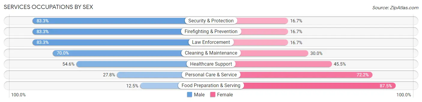 Services Occupations by Sex in Lazy Mountain
