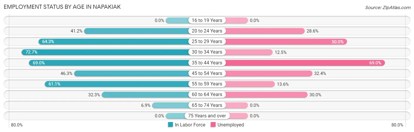 Employment Status by Age in Napakiak