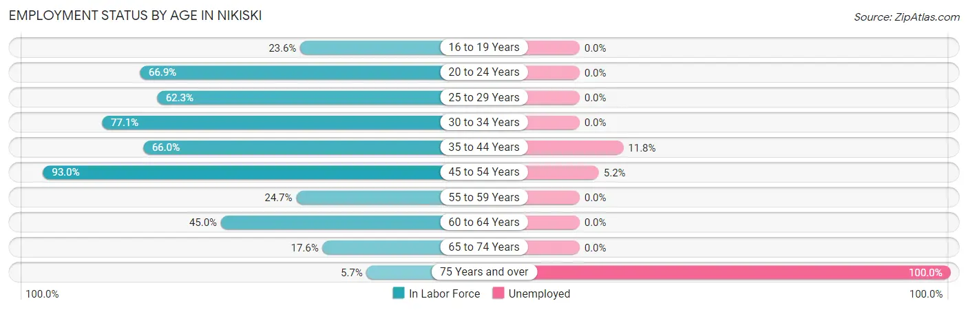 Employment Status by Age in Nikiski