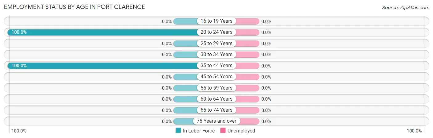 Employment Status by Age in Port Clarence