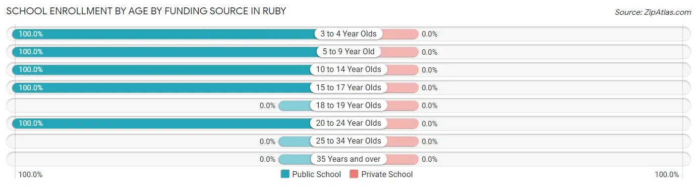 School Enrollment by Age by Funding Source in Ruby