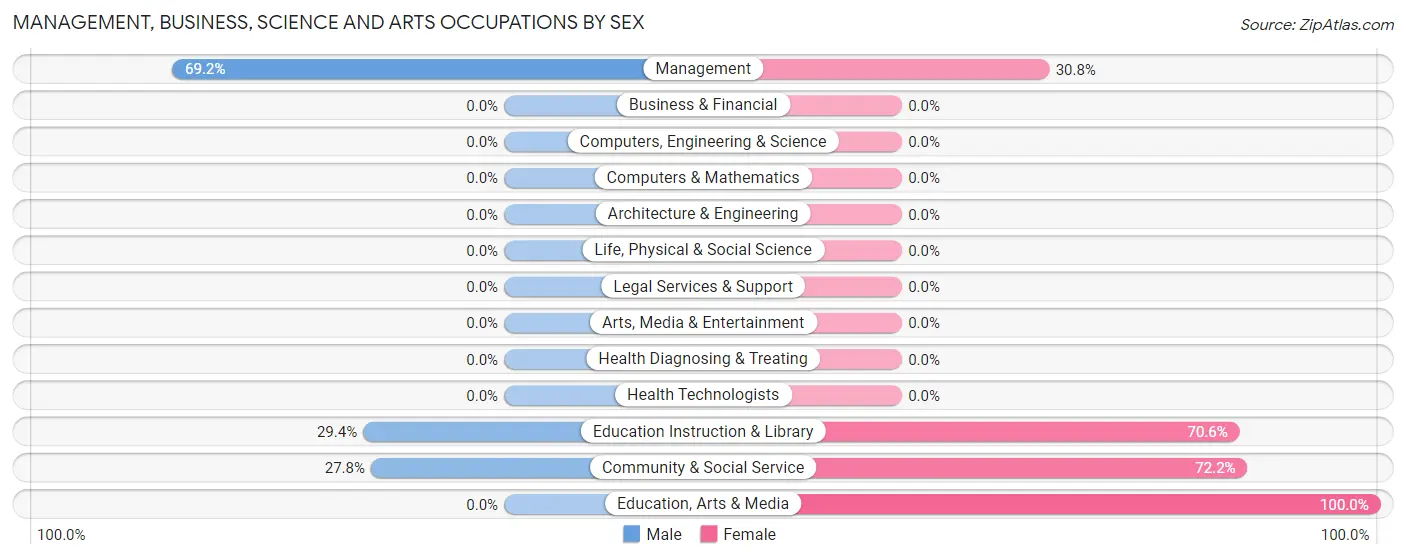 Management, Business, Science and Arts Occupations by Sex in Shaktoolik