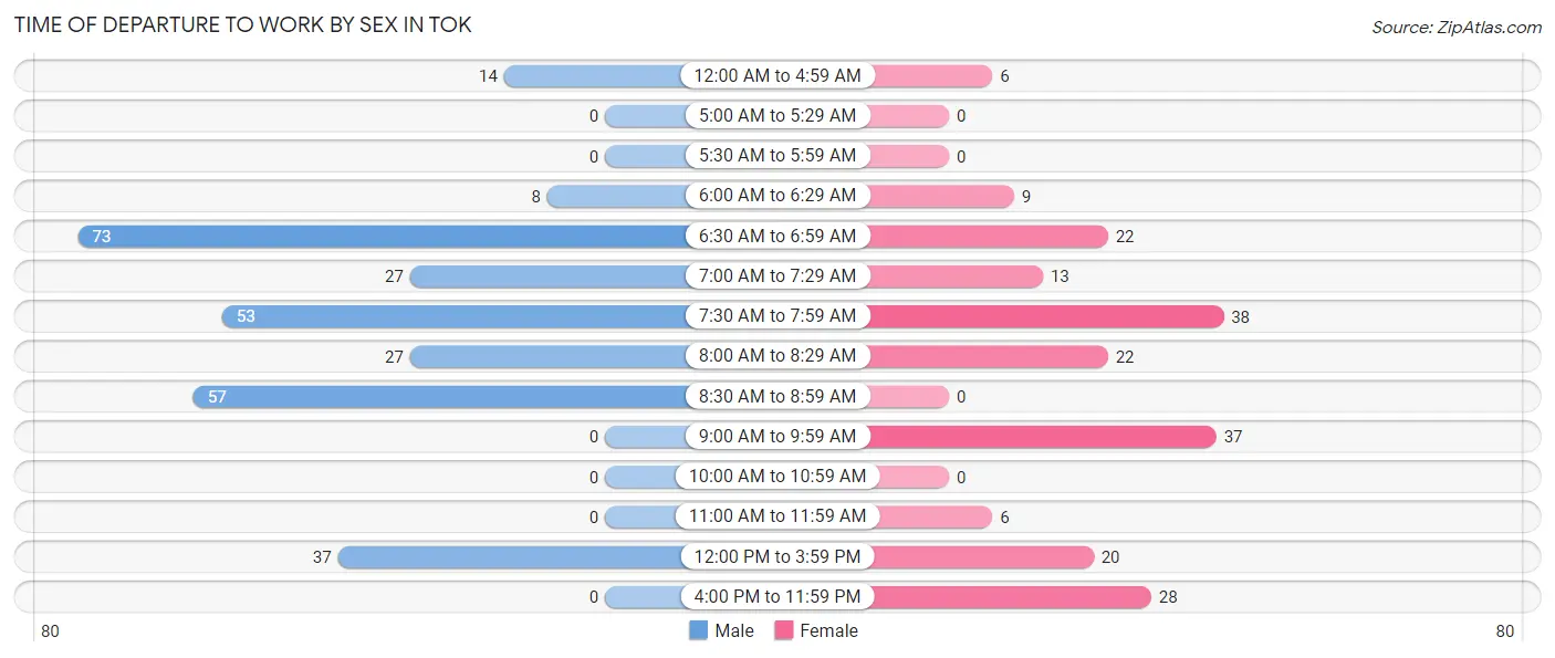 Time of Departure to Work by Sex in Tok