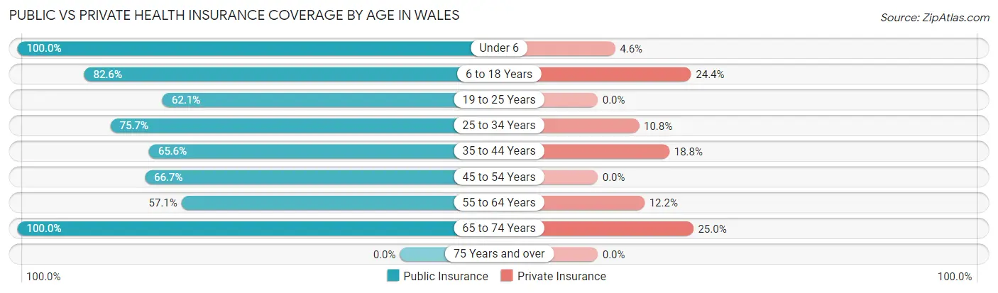 Public vs Private Health Insurance Coverage by Age in Wales