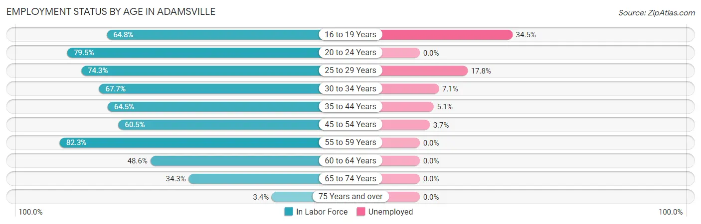 Employment Status by Age in Adamsville