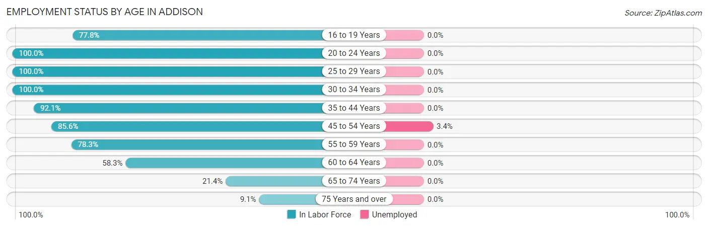 Employment Status by Age in Addison