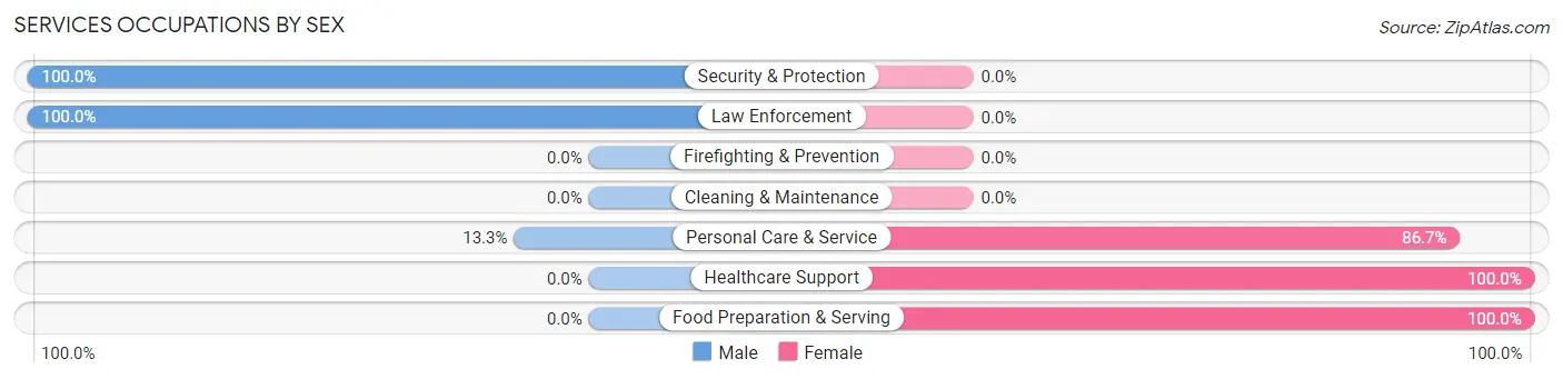 Services Occupations by Sex in Addison