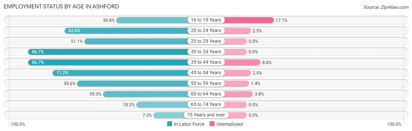 Employment Status by Age in Ashford