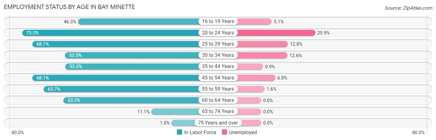 Employment Status by Age in Bay Minette