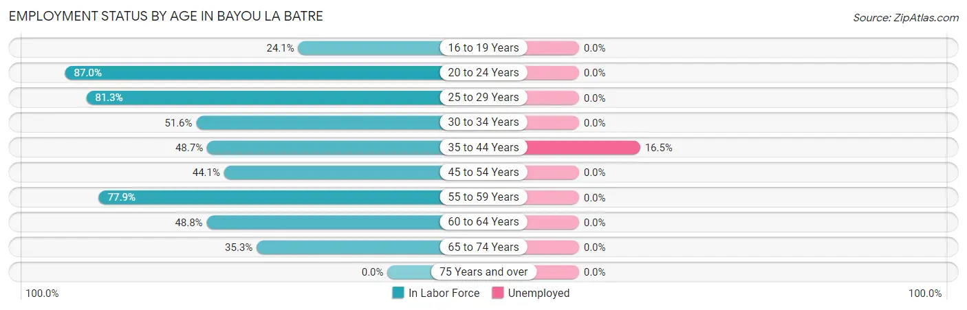 Employment Status by Age in Bayou La Batre