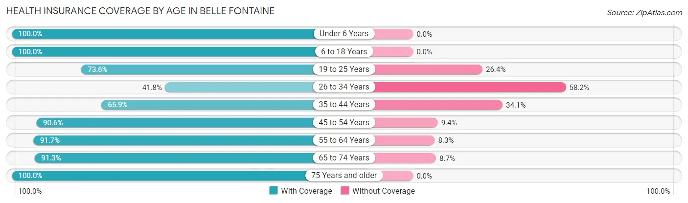 Health Insurance Coverage by Age in Belle Fontaine