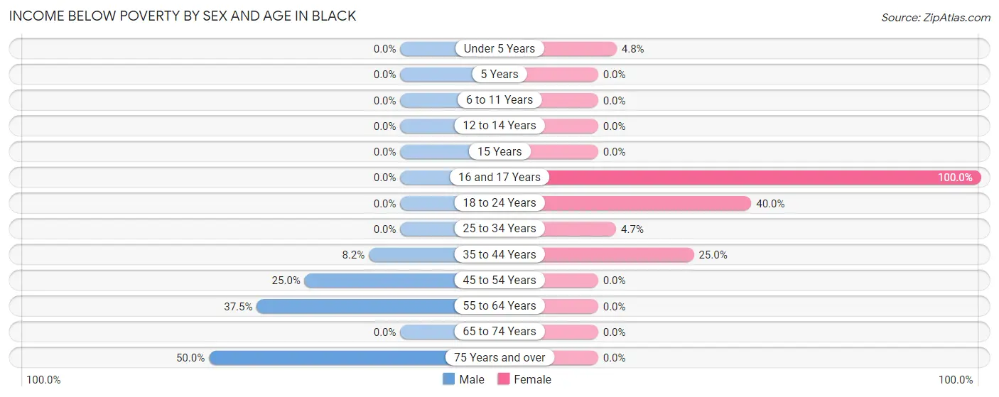 Income Below Poverty by Sex and Age in Black