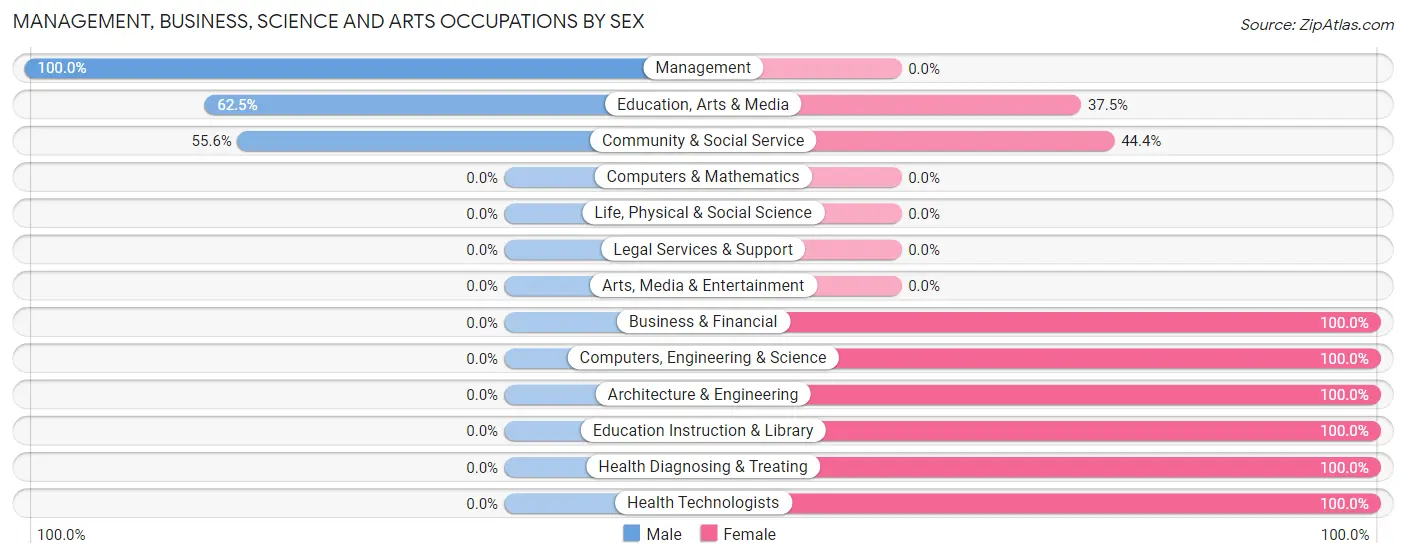 Management, Business, Science and Arts Occupations by Sex in Black