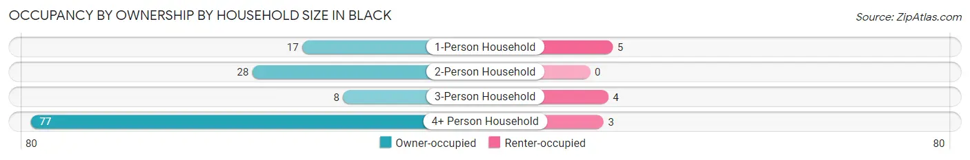 Occupancy by Ownership by Household Size in Black