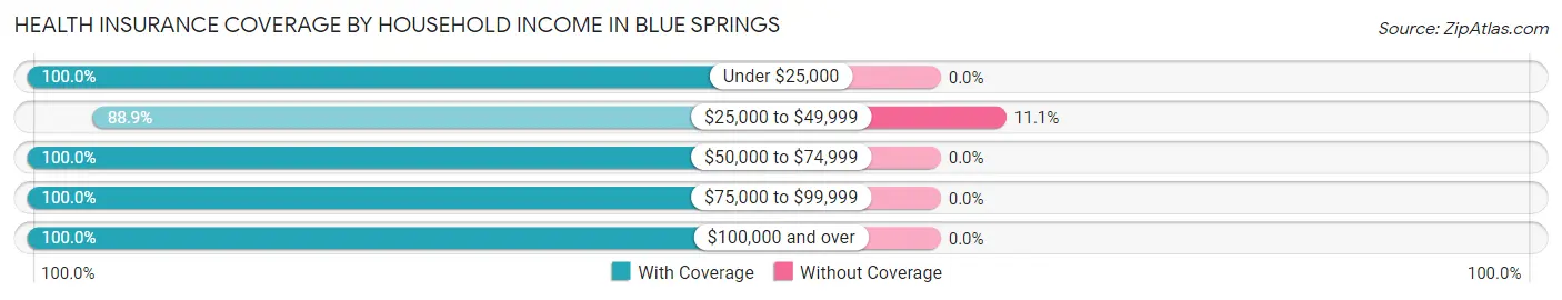Health Insurance Coverage by Household Income in Blue Springs