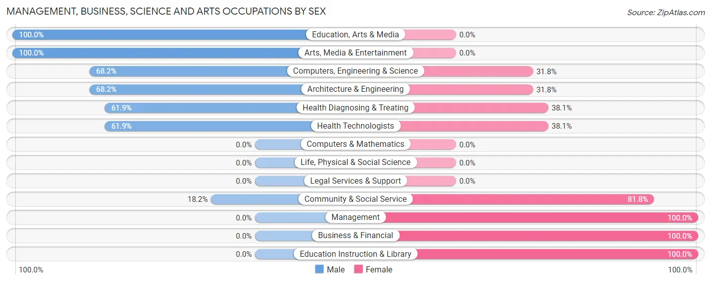 Management, Business, Science and Arts Occupations by Sex in Brent