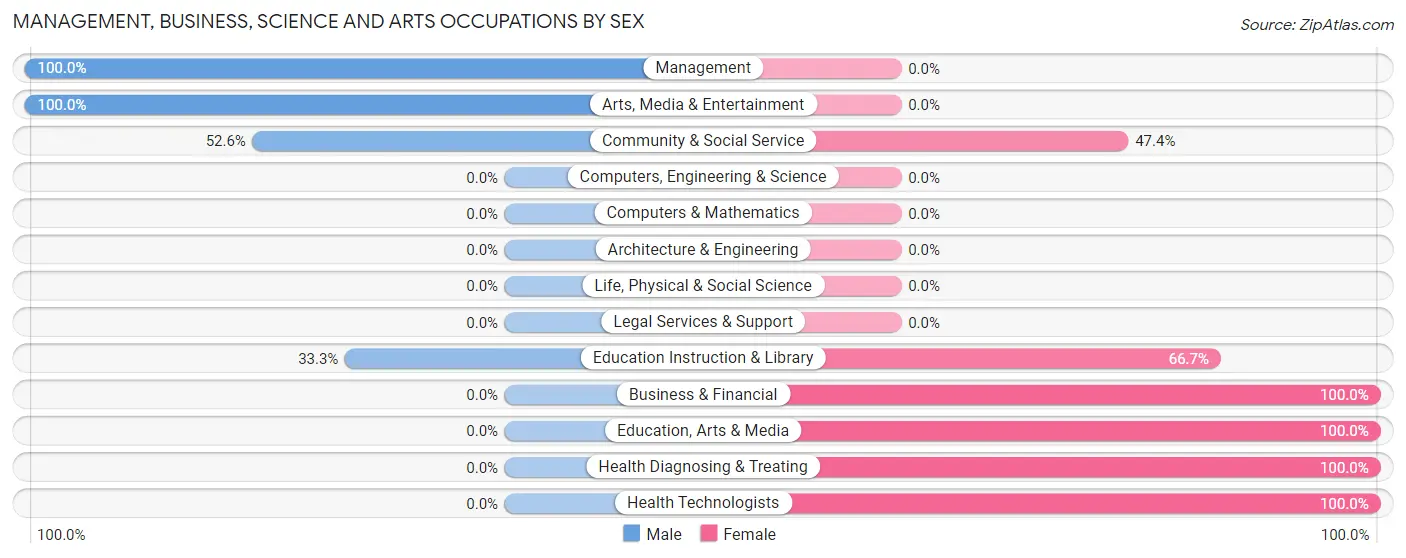 Management, Business, Science and Arts Occupations by Sex in Brilliant
