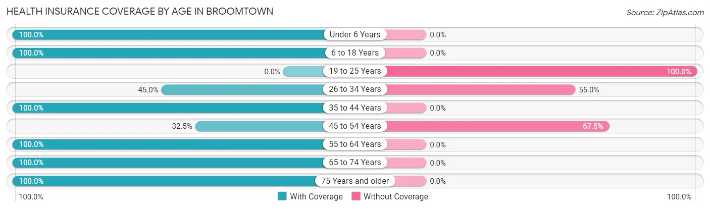 Health Insurance Coverage by Age in Broomtown
