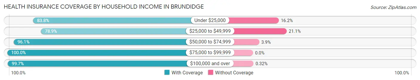 Health Insurance Coverage by Household Income in Brundidge