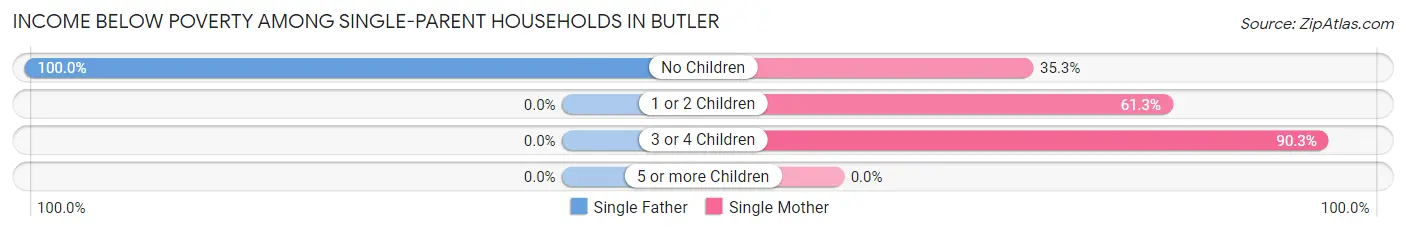 Income Below Poverty Among Single-Parent Households in Butler