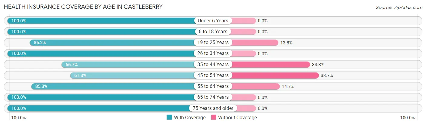 Health Insurance Coverage by Age in Castleberry