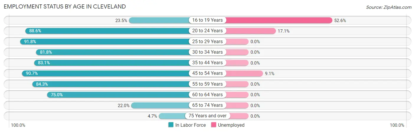 Employment Status by Age in Cleveland