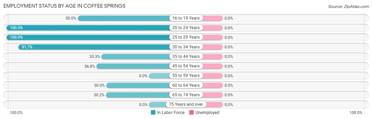 Employment Status by Age in Coffee Springs