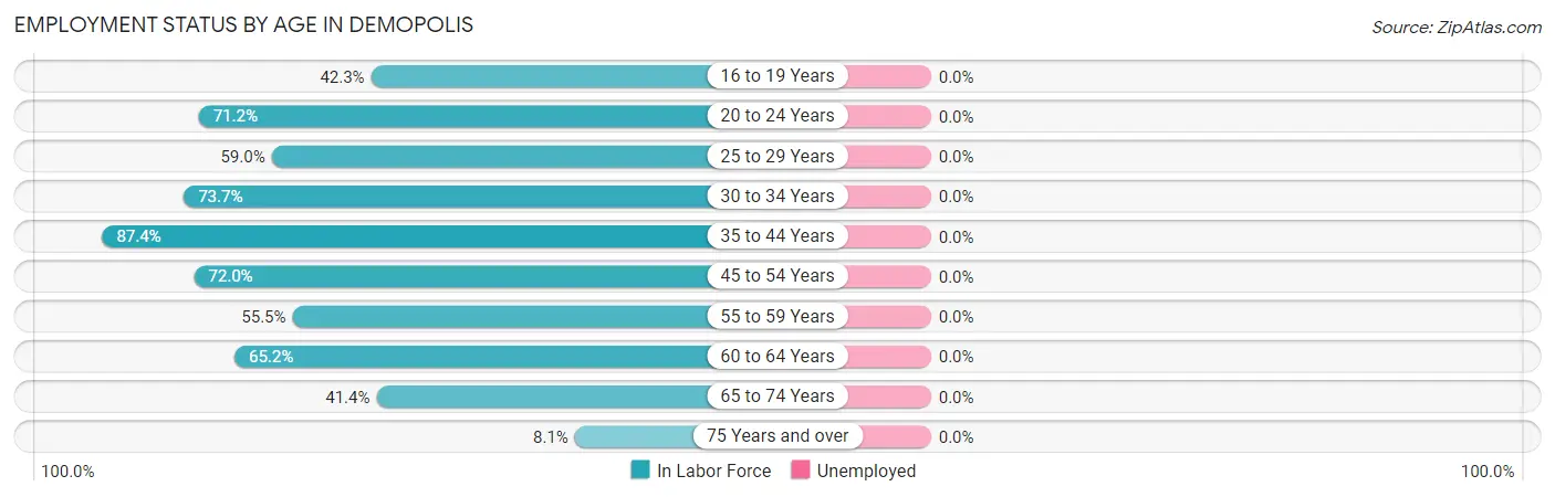 Employment Status by Age in Demopolis