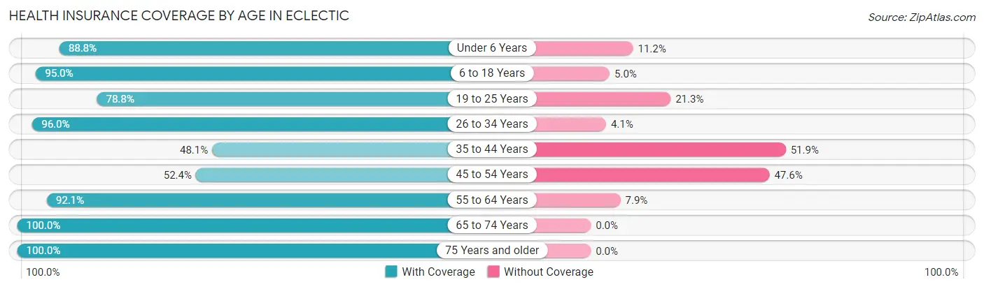 Health Insurance Coverage by Age in Eclectic