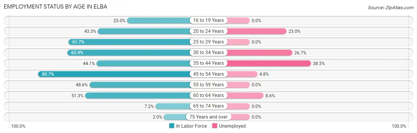 Employment Status by Age in Elba