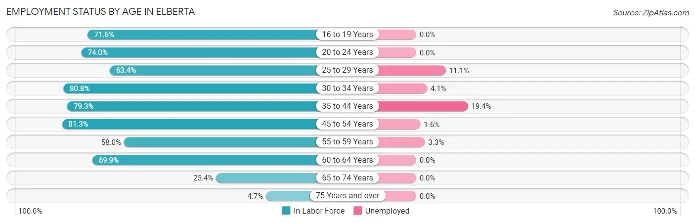 Employment Status by Age in Elberta