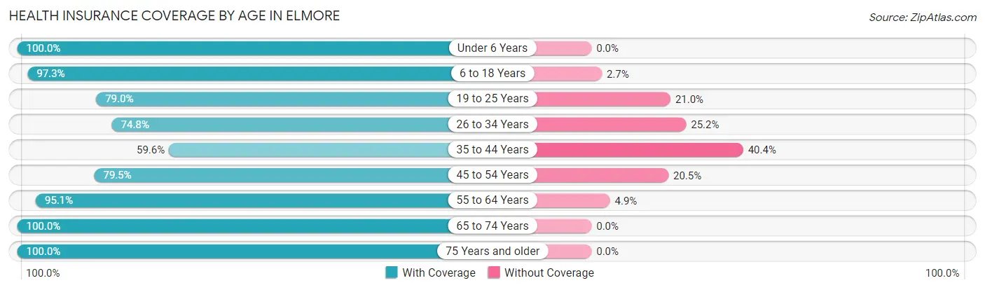 Health Insurance Coverage by Age in Elmore
