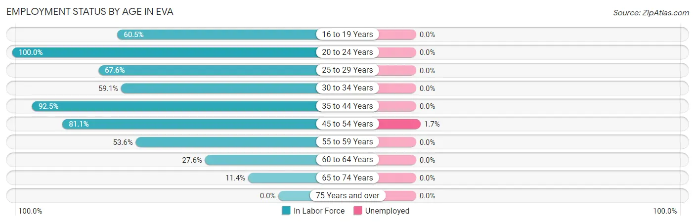 Employment Status by Age in Eva