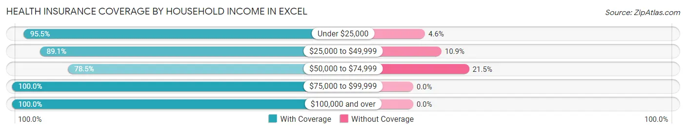 Health Insurance Coverage by Household Income in Excel