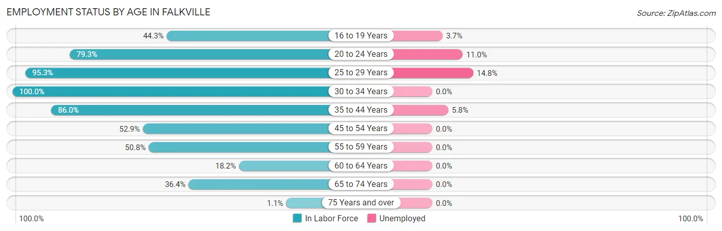 Employment Status by Age in Falkville