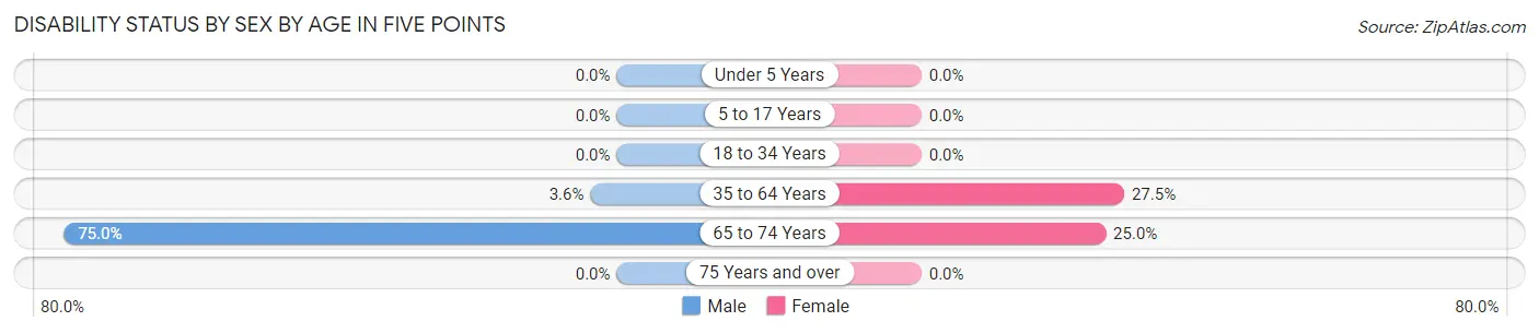 Disability Status by Sex by Age in Five Points