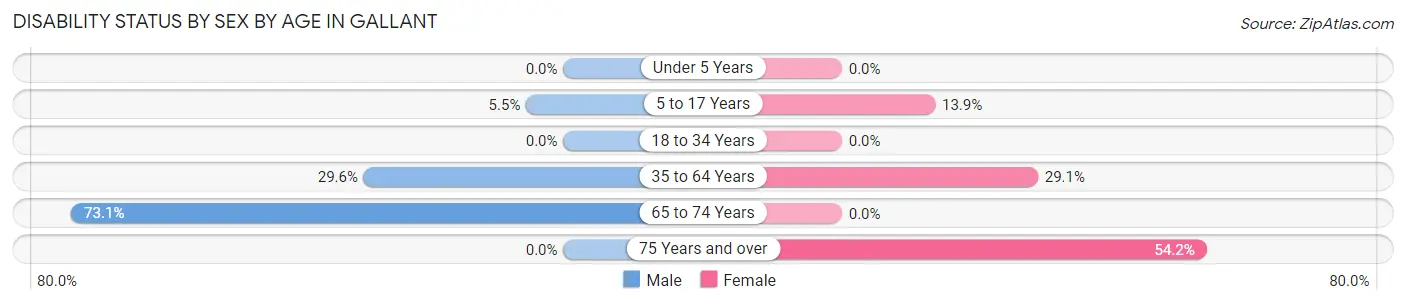 Disability Status by Sex by Age in Gallant