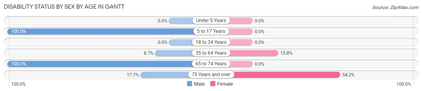 Disability Status by Sex by Age in Gantt