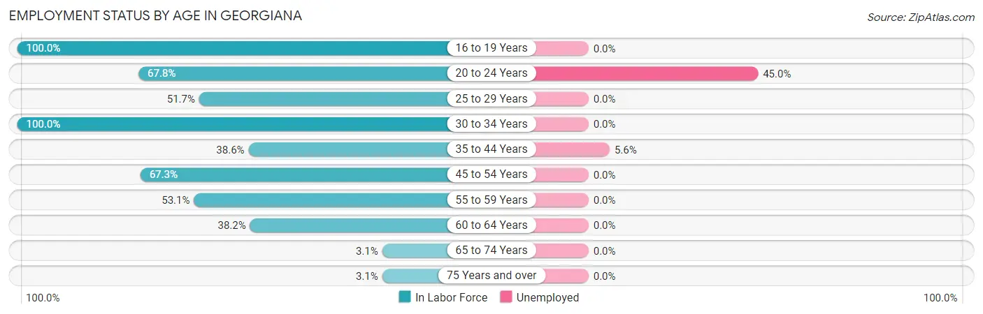 Employment Status by Age in Georgiana