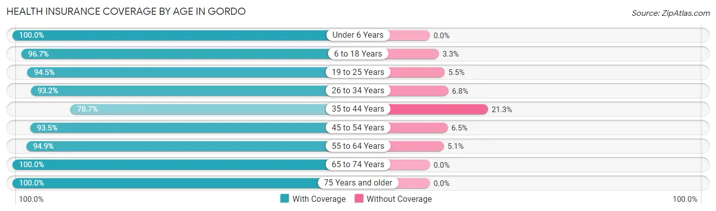 Health Insurance Coverage by Age in Gordo