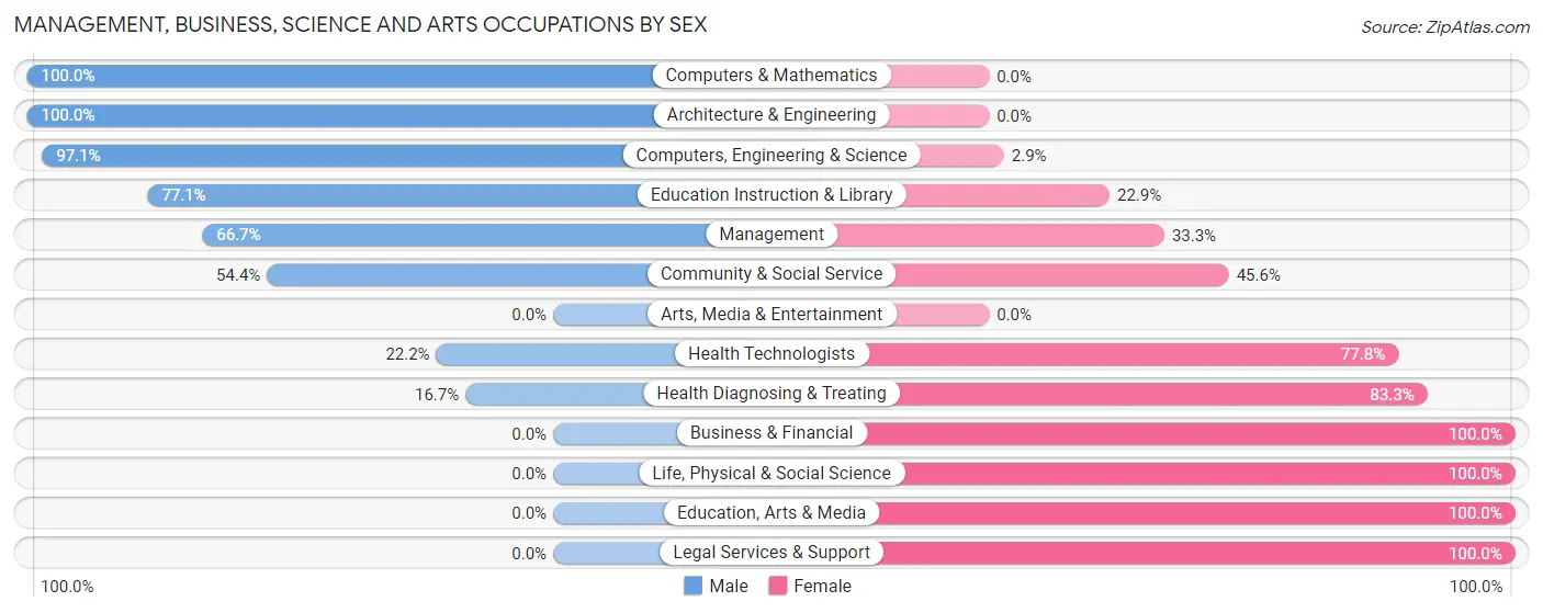 Management, Business, Science and Arts Occupations by Sex in Gordo