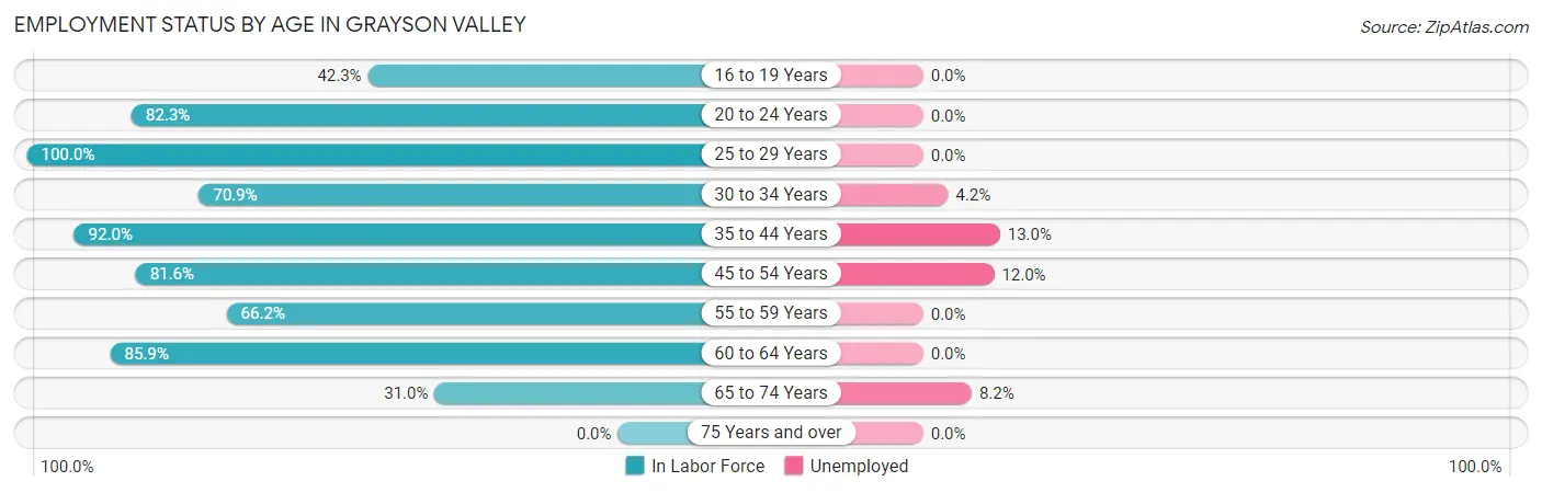 Employment Status by Age in Grayson Valley