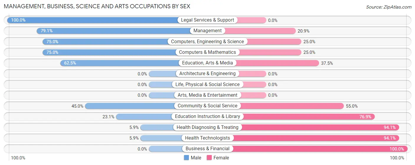 Management, Business, Science and Arts Occupations by Sex in Guin