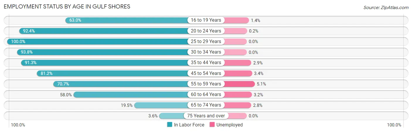 Employment Status by Age in Gulf Shores