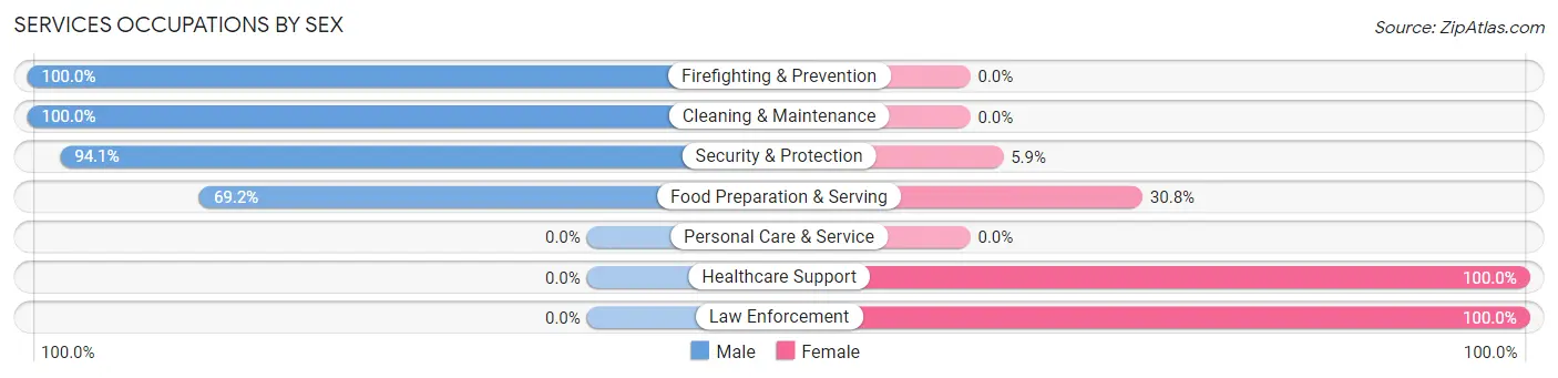 Services Occupations by Sex in Hillsboro